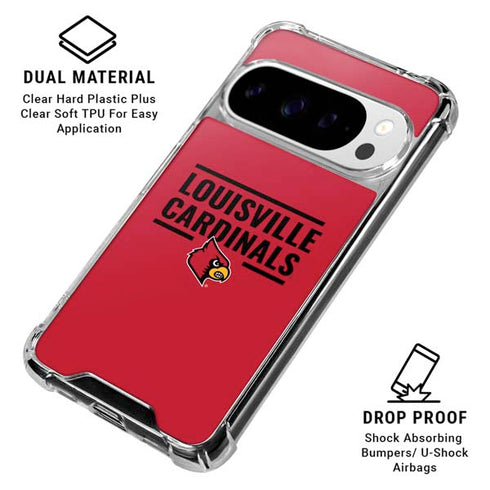 University of Louisville Cardinals Striped Google Pixel 10 Pro XL Clear Case